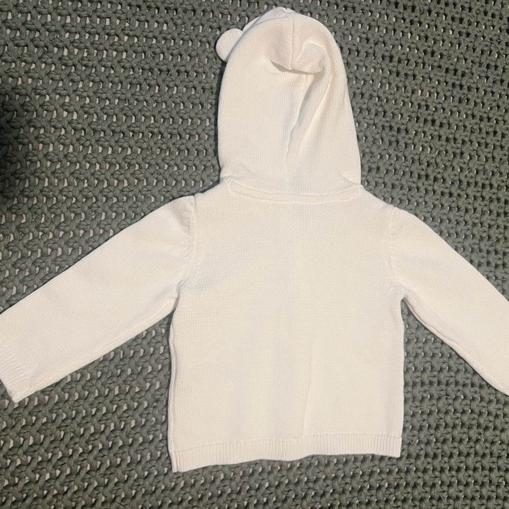 Carter's 12 Months White Hooded Sweater with Ears Baby Sweater Cardigan (0199) - Picture 5 of 6